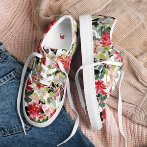 Women’s custom floral lace-up canvas shoes