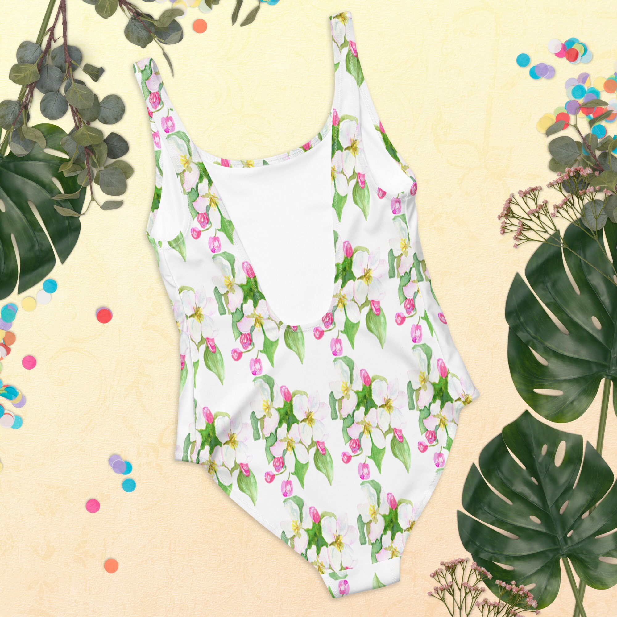 Watercolor Apple Blossom Design One-piece Swimsuit -  Ireland