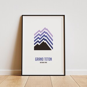 Grand Teton Nationalpark Poster - Minimalistisch, Abstrakt, Wyoming, Druck, Wandkunst