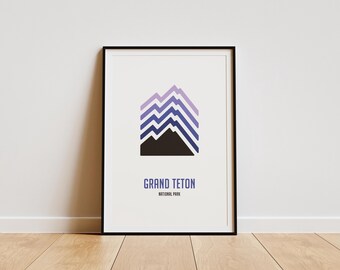 Pôster do Parque Nacional Grand Teton: Impressão de Arte de Viagem Minimalista