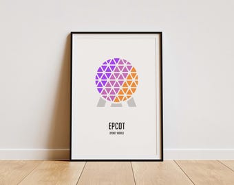Epcot Poster – Modern Minimalist Disney Wall Art, Contemporary Travel Print, Abstract Theme Park Decor