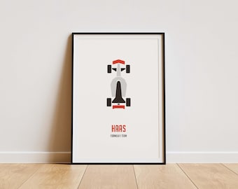Haas F1 Racing Poster: Minimalist Formula 1 Wall Art