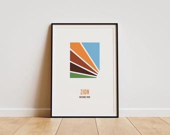 Zion National Park Poster: Minimalist Abstract Landscape Art