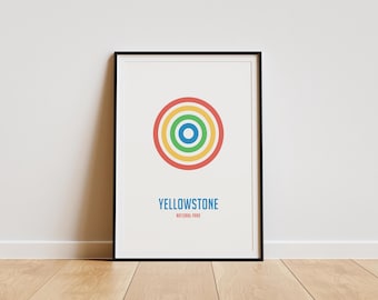 Yellowstone National Park Poster: Minimalist Landscape Art Print