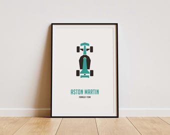 Aston Martin F1 Racing Car Poster: Minimalist Sports Art Print