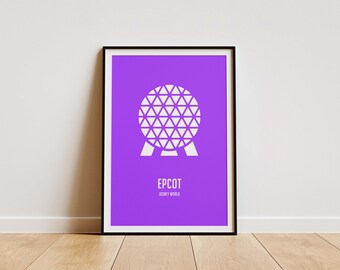 Epcot Poster – Modern Minimalist Disney Wall Art, Contemporary Travel Print, Abstract Theme Park Decor