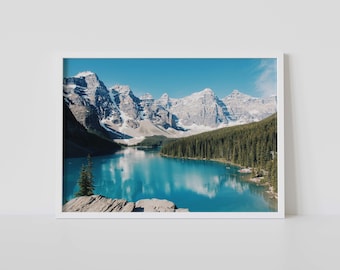 Moraine Lake Photo – Banff National Park Travel Photography Print, Canada Wall Art, Travel Home Decor