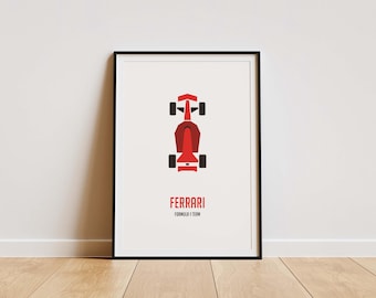 Ferrari F1 Poster: Minimalist Racing Car Art Print