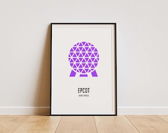 Epcot Poster – Modern Minimalist Disney Wall Art, Contemporary Travel Print, Abstract Theme Park Decor
