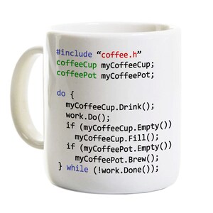 Programmer Coffee Mug - CUP - C++ Java C Sharp Gift for Software Developer Coder Computer Science Professor Teacher Student - Personalized