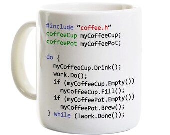 Programmer Coffee Mug - CUP - C++ Java C Sharp Gift for Software Developer Coder Computer Science Professor Teacher Student - Personalized