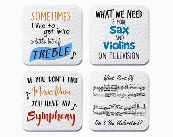 Music Teacher Gift - Musical Instrument Coaster Set - Orchestra Director Conductor Band Leader Musicians