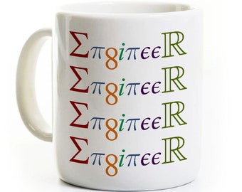 Engineer Symbols Coffee Mug - Gift for Engineer - Student Graduate Professor Teacher - Spelled with Mathematical Symbols