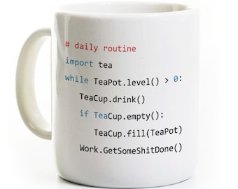 Python Program Coffee Mug/Tea Cup - Computer Science Programmer Software Developer Gift Ceramic - Tea Drinker Tea Pot - Personalized - Code