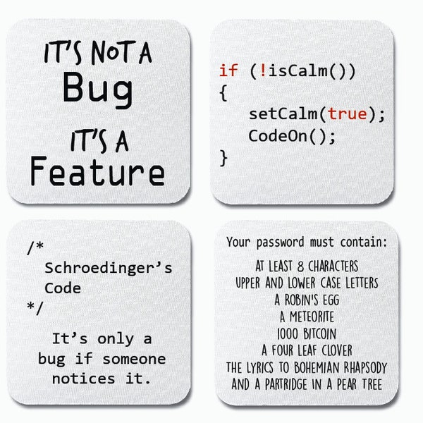 Programming Coaster Set - Funny Gift for Software Engineer Developer - Software Coder Developer Gift