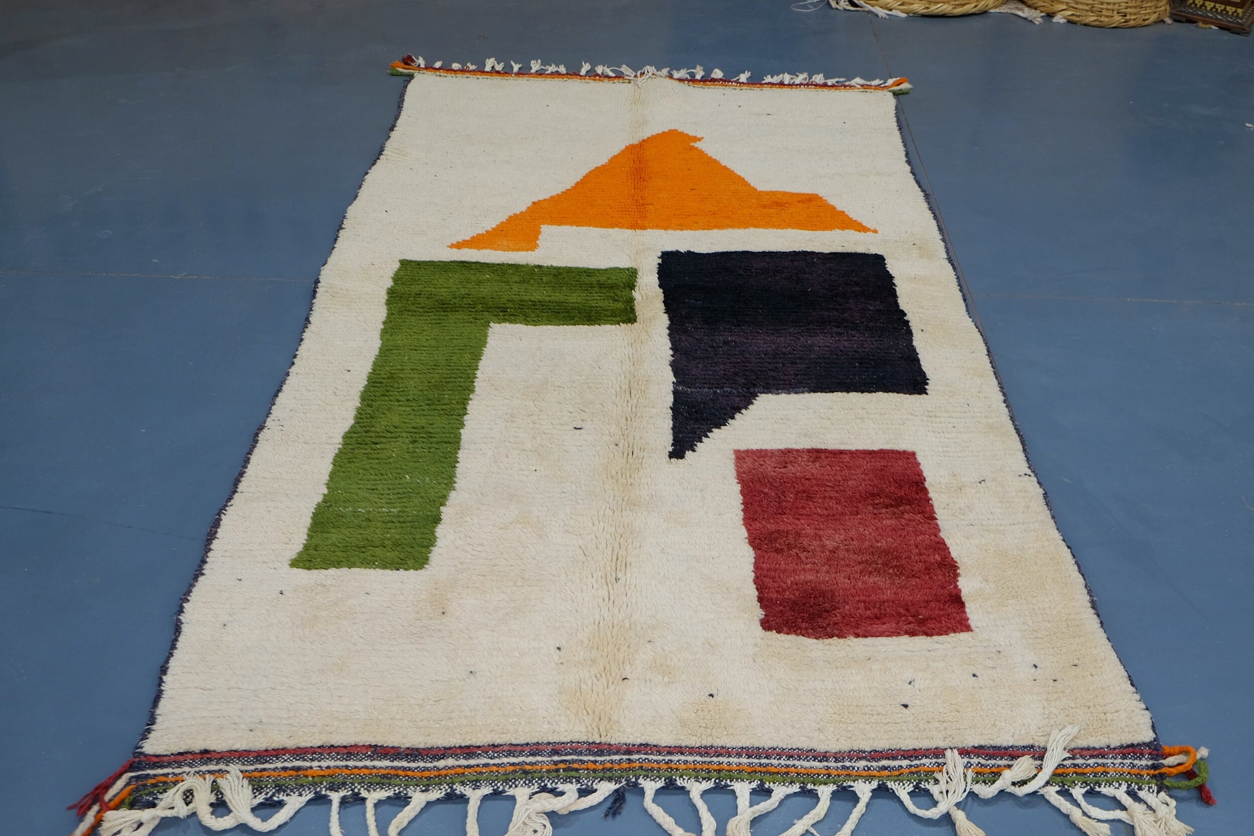 Tapis Marocain Personnalisé - Tapis Coloré Beni Ourain Noué à La Main Boho Berbère en Laine