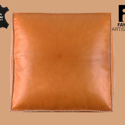 Ottoman pouf | Moroccan Leather Pouf| Square Pouf | Moroccan Leather Pouf | Leather shops Pouf | Square Leather pouf | Leather pouf ottoman