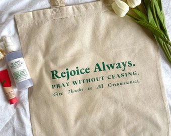 Rejoice Always Tote Bag | Christian Tote Bag Aesthetic Tote Bag Quote Tote Bag Bag Trendy Tote Bag Canvas Christian Gift gifts for girls