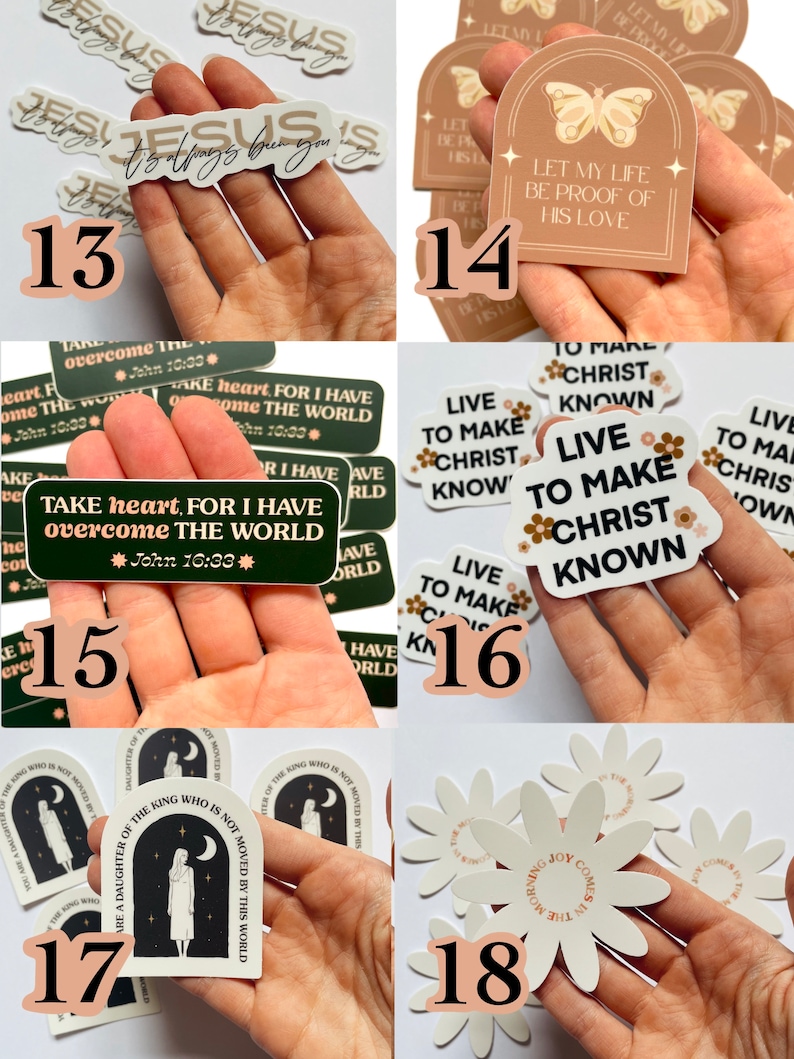 Build Your Own Christian Vinyl Sticker Pack Faith stickers Christian stickers Religious decals, Jesus, Boho Stickers, bible verse image 4