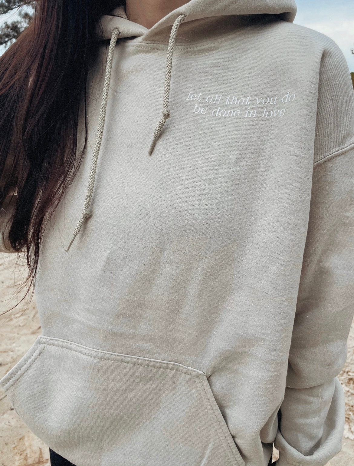 Do All Things in Love Light Beige Hoodie Christian | Etsy