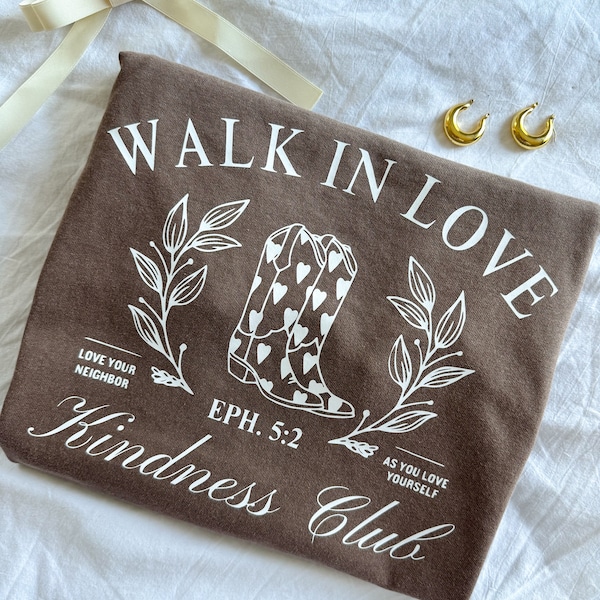 Walk in Love T-Shirt | Christliches T-Shirt, Bibel-Vers-Shirt, religiöses T-Shirt, trendiges T-Shirt, Glaube-T-Shirt, ästhetisches T-Shirt, Mädchengeschenke