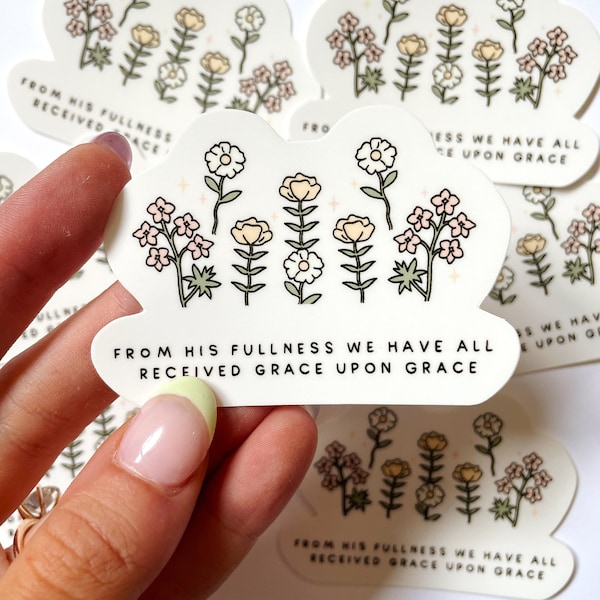 Grace Upon Grace Sticker | Faith stickers | Christian stickers | Water bottle sticker | Bible Verse Stickers | Laptop Stickers | Jesus