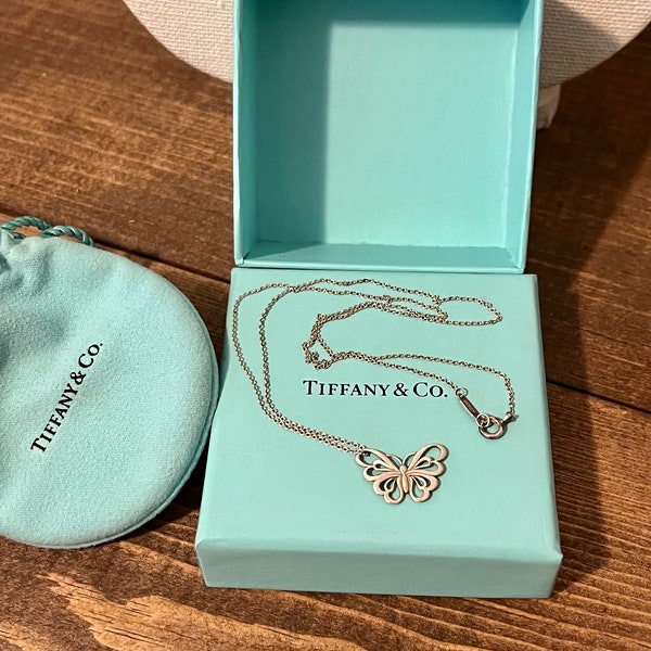 Authentic Tiffany & Co Silver Butterfly Pendant Necklace