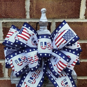 USA Patriotic Bow, Patriotic Wreath Bow, Memorial Day Bow, 4th of July Bow