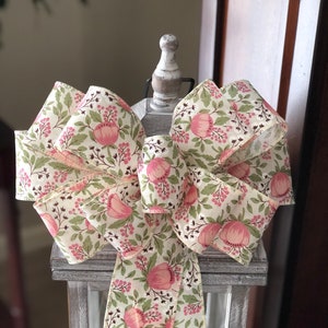 Summer Peonies Wreath Bow, Peonies and Cotton Wreath Bow, Summer Lantern Bow, Mothers Day Bow, Spring Wreath Bow, Floral Wreath Bow