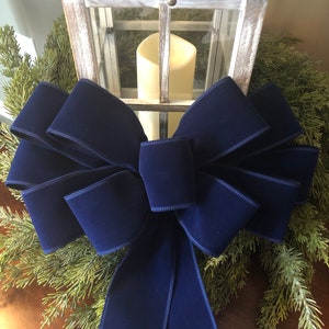 Navy Blue Velvet Christmas Wreath Bow, Ivory Bow, Christmas Décor, Tree Topper Bow, Burgundy  Bow, Moss Green  Bow, Emerald Green Bow