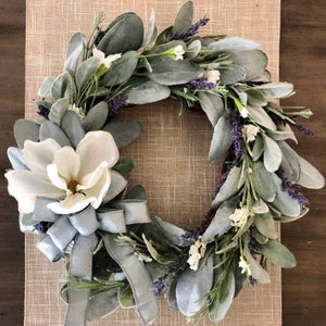 Lamb's Ear & Magnolia Wreath, Gift for Mom, Spring Wreath