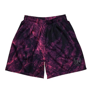 Unbounded Training shorts, Summer Breathable Mesh Workout, Pink Pattern Print, Black Background, Gym, CrossFit, Athletic Fitness, Unisex