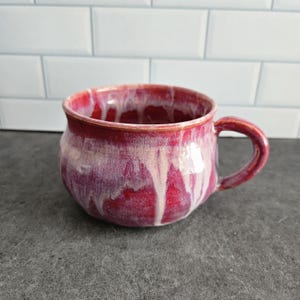 Handmade pink ceramic mug with handle, bright mug, coffee mug gift for tea, handmade cute mug, large coffee mug, gift for him or her, Canada
