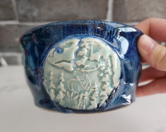 Handmade pottery bowl, cereal bowl, kitchen gift, elk home decor, chip or snack bowl, made in Canada, gift for her, gift for him