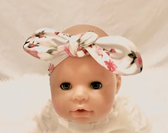 Double Brushed Poly/ Top Knot Headband / Floral / Adjustable Headband / Head Wrap / Infant Headband / Top Knot / Baby Style
