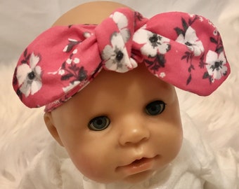 Double Brushed Poly/ Top Knot Headband / Floral / Adjustable Headband / Head Wrap / Infant Headband / Top Knot / Baby Style