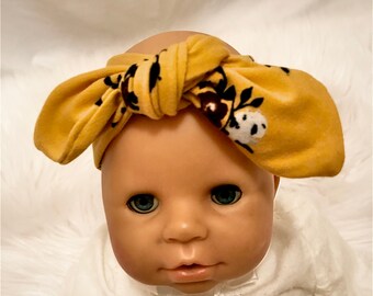 Double Brushed Poly/ Top Knot Headband / Floral / Adjustable Headband / Head Wrap / Infant Headband / Top Knot / Baby Style