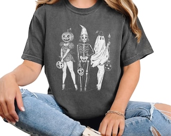Spooky Girl Squad Halloween Shirt, Retro Skeleton Ghost Pumpkin Design (Sublimation Download)