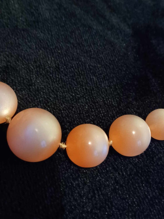 Vintage, peach luster Lucite MoonGlow necklace - image 2