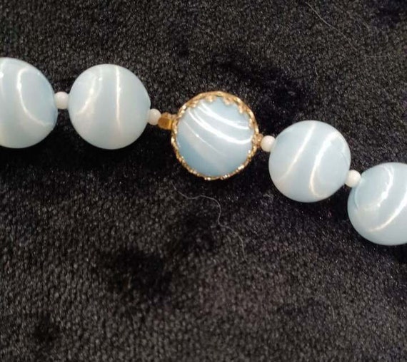 Vintage, baby blue beaded necklace Japan stamped - image 2