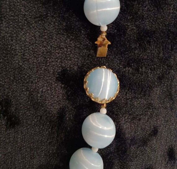 Vintage, baby blue beaded necklace Japan stamped - image 5