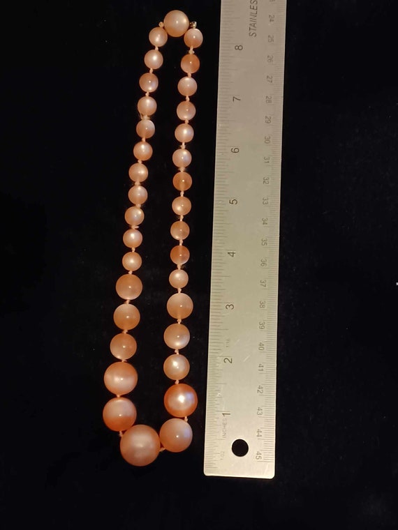 Vintage, peach luster Lucite MoonGlow necklace - image 3