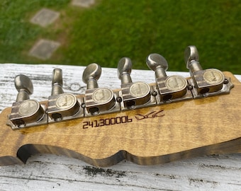 Aged Nickel Kluson 6 In Line Guitar Tuners With * Staggered * Posts