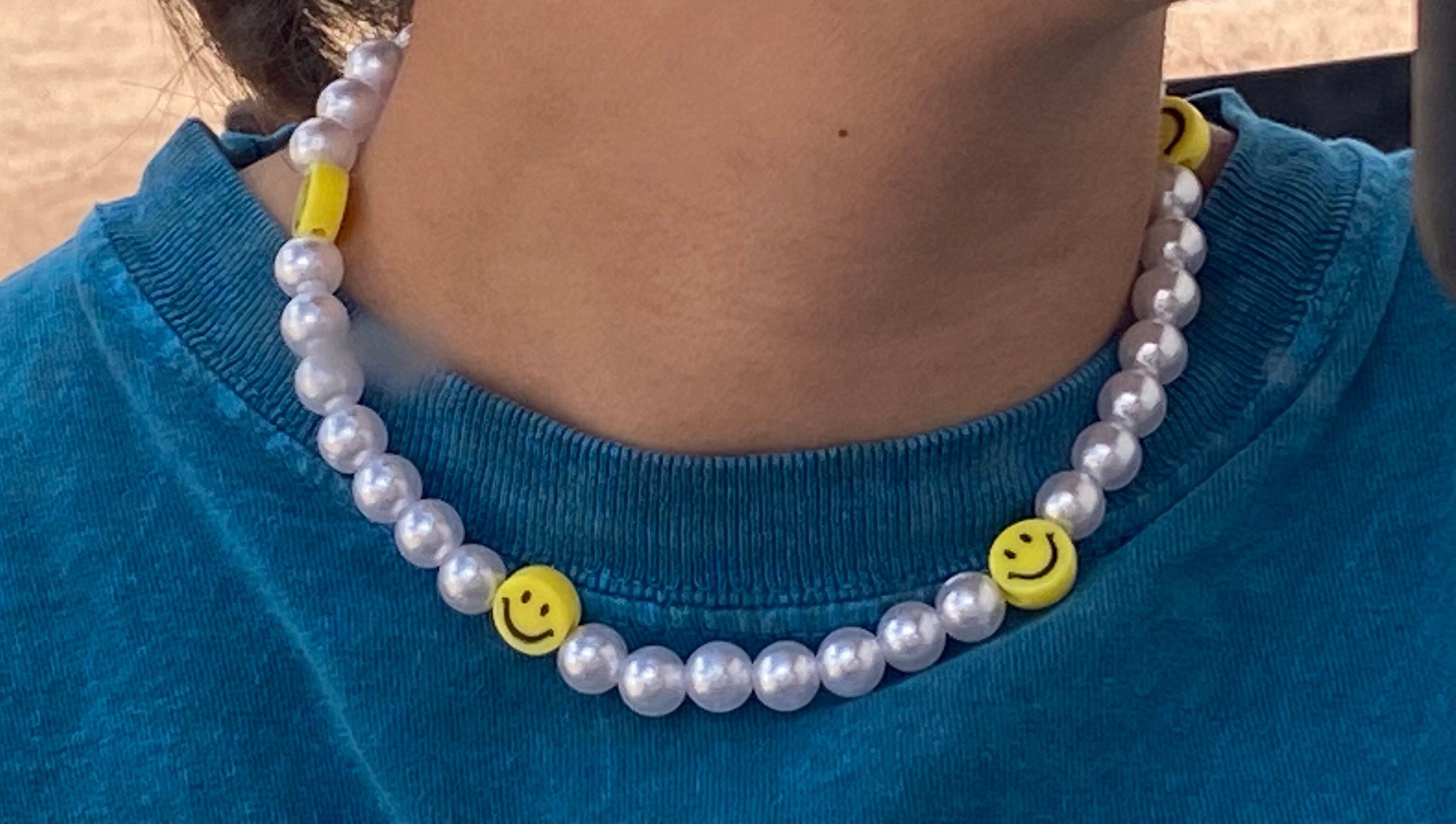 All Smiles Necklace Smiley Pearl Necklace Etsy