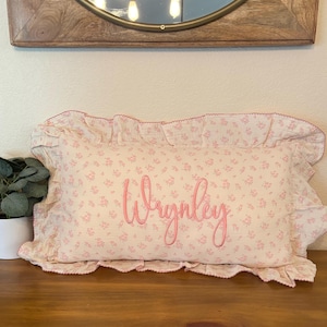 Personalized Name Decor Pillow, Embroidered Minogram Pillow, Kid Room Decor, Baby Room Decor, Dorm Room Pillow, Slumber Party Gift, Wedding