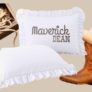 Embroidered Monogram Toddler Pillow: Cowboy Cowgirl Nursery Decor