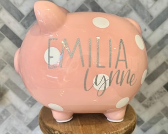 Personalized Ceramic Piggy Bank | Baby Shower Gift