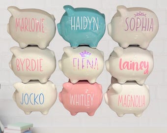 Personalized Ceramic Piggy Bank: Baby's First Bank
