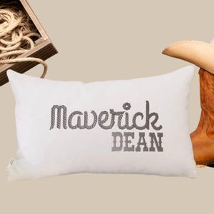 Custom Embroidered Monogram Cowboy Cowgirl  Pillow - Nursery Pillow cowboy theme, Personalized boy girl Gift, Bedding Decor, Toddler Pillow