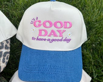 Embroidered Trucker Hat, denim Brim, Camo Cap